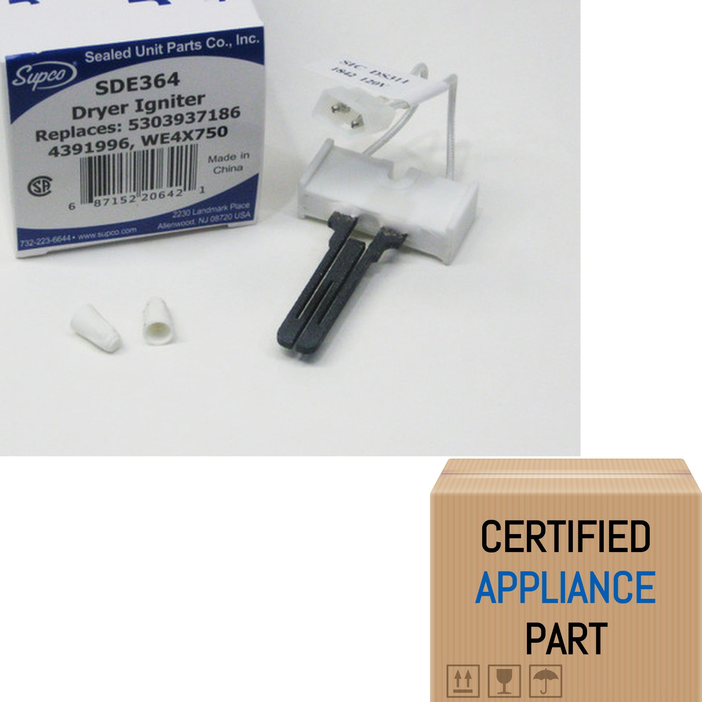 A2 SDE364 Gas Dryer Igniter Replaces 5303937186 4391996 WE4X750