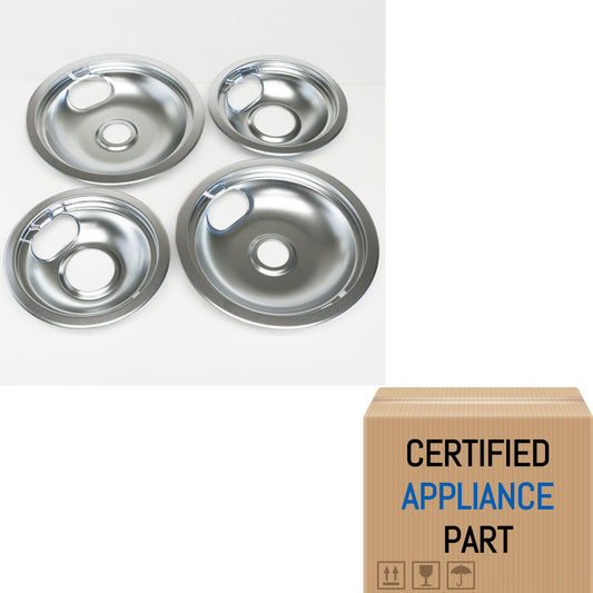 A1 Electric Range Drip Ban Burner Bib Set for KitchenAid W10278125 Chrome DP8125